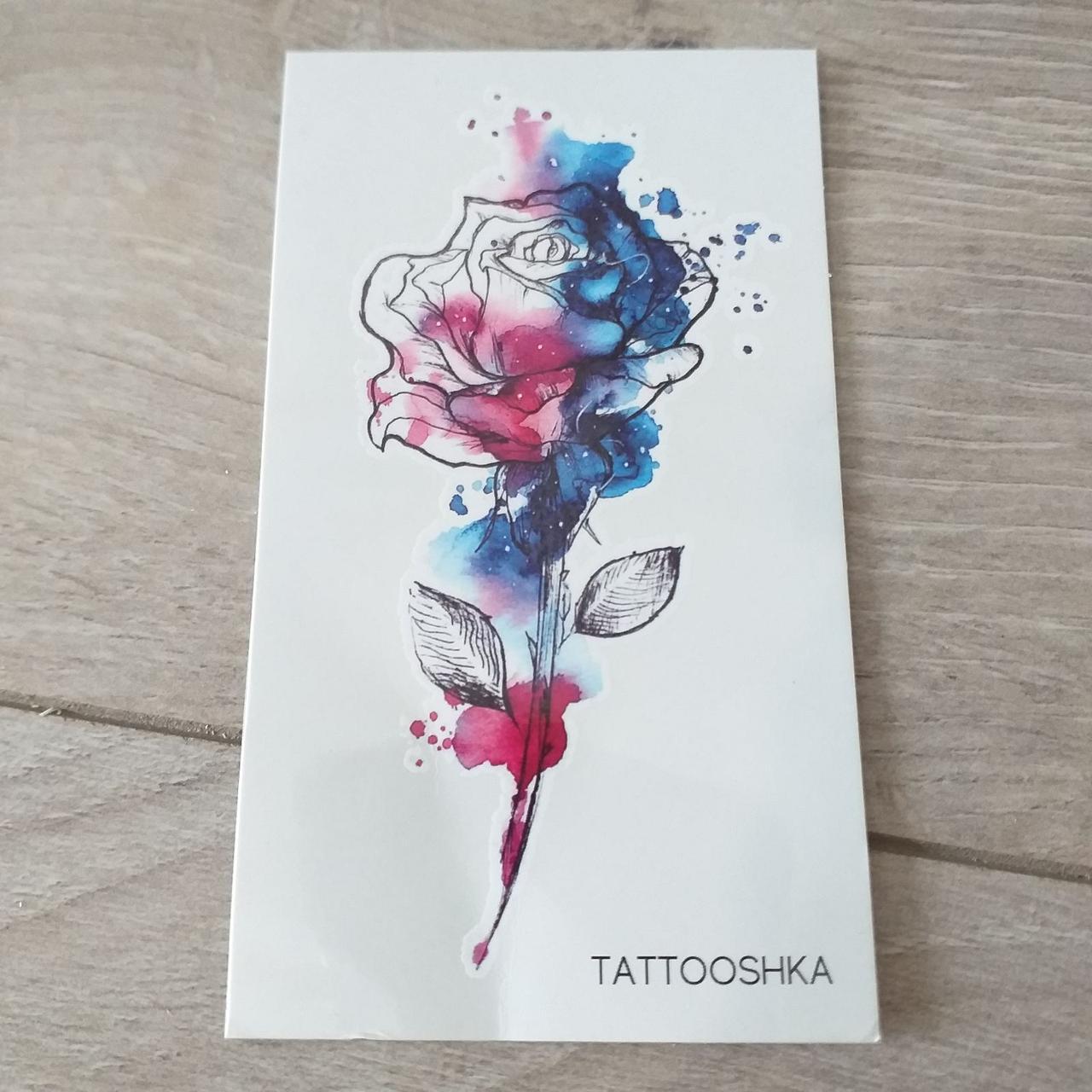 Временное тату Роза акварель в графике (KG-9916) Временное тату Роза акварель в графике (KG-9916)