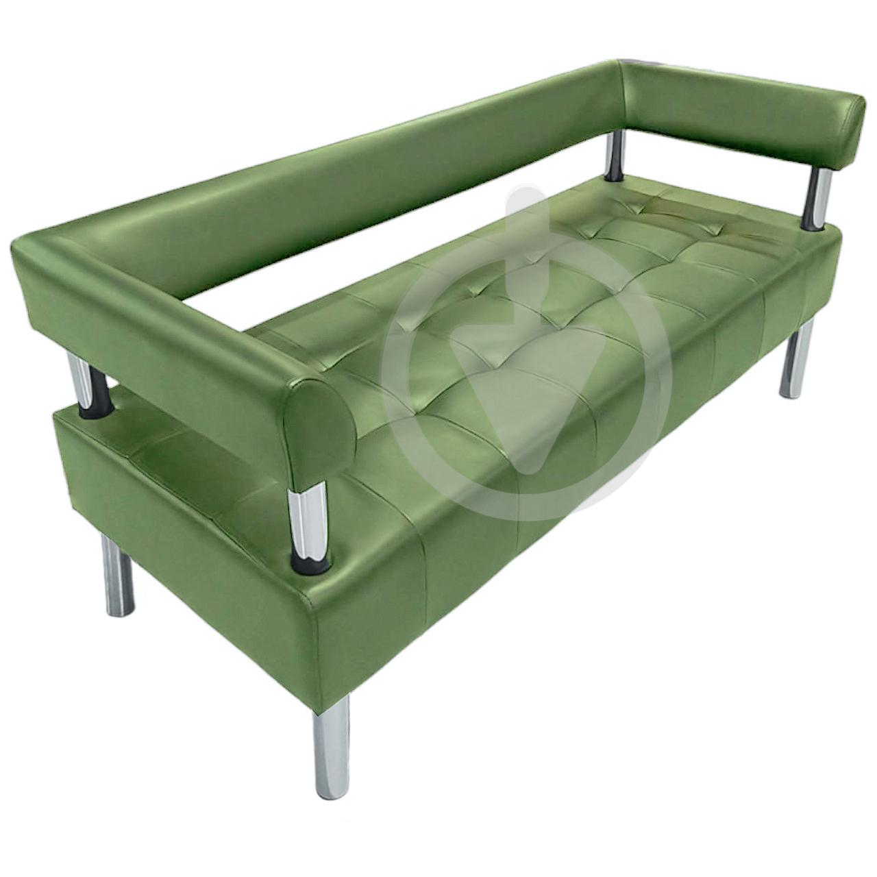 Диван офісний з підлокітниками AVVS для очікування/приймальної 150 см Темно-оливковий (podlokotnik-proshit-75x150-dol) - фото 1