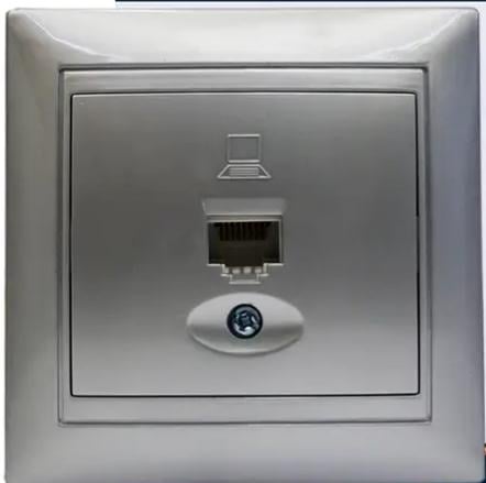 Розетка комп’ютерна Elcor Emily 9215 RJ45 5e 125 МГц неекранована Сірий металік (211584) Розетка комп’ютерна Elcor Emily 9215 RJ45 5e 125 МГц неекранована Сірий металік (211584)