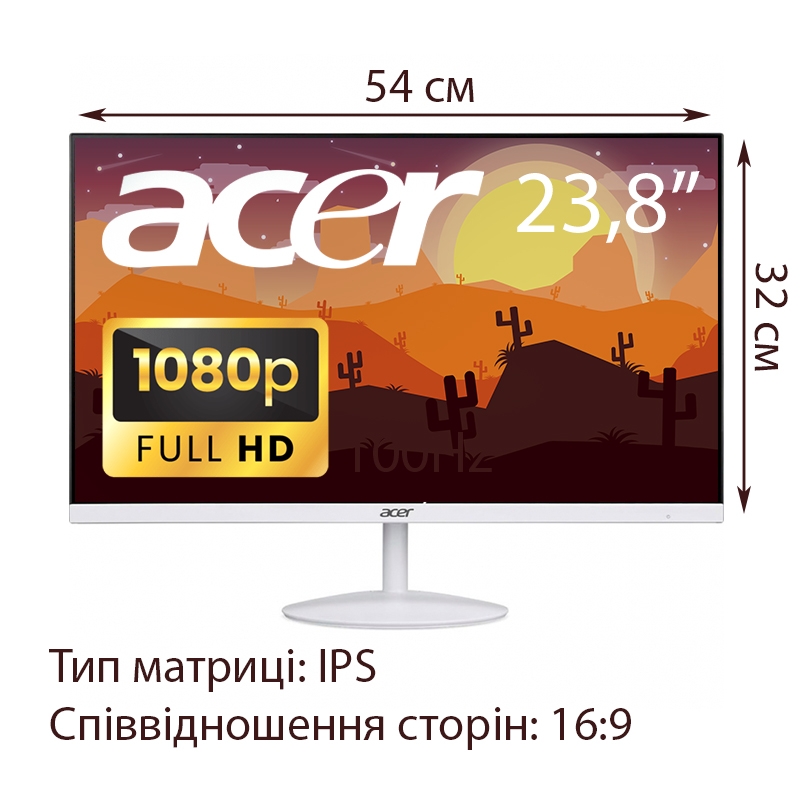 Монитор Acer SA242YEWI безрамочный IPS 1920x1080 Full HD 23,8" (23942555) - фото 2 Монитор Acer SA242YEWI безрамочный IPS 1920x1080 Full HD 23,8" (23942555) - фото 2