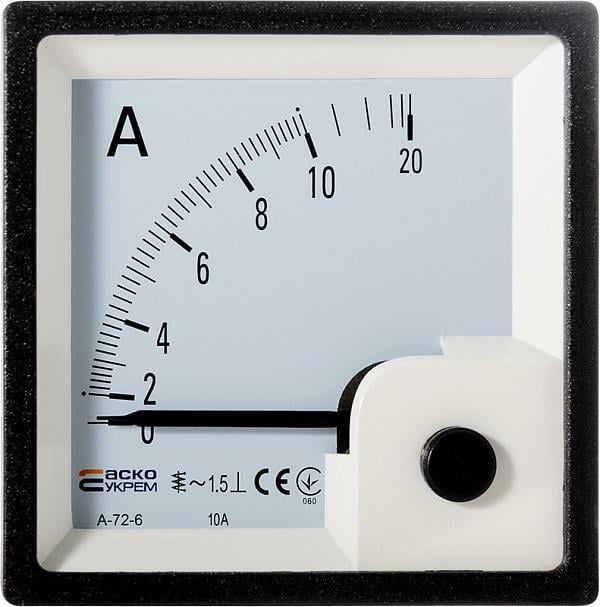 Амперметр АСКО-УКРЕМ прямого включения А-72-6 72x72 мм 10 А AC (A0190010060)