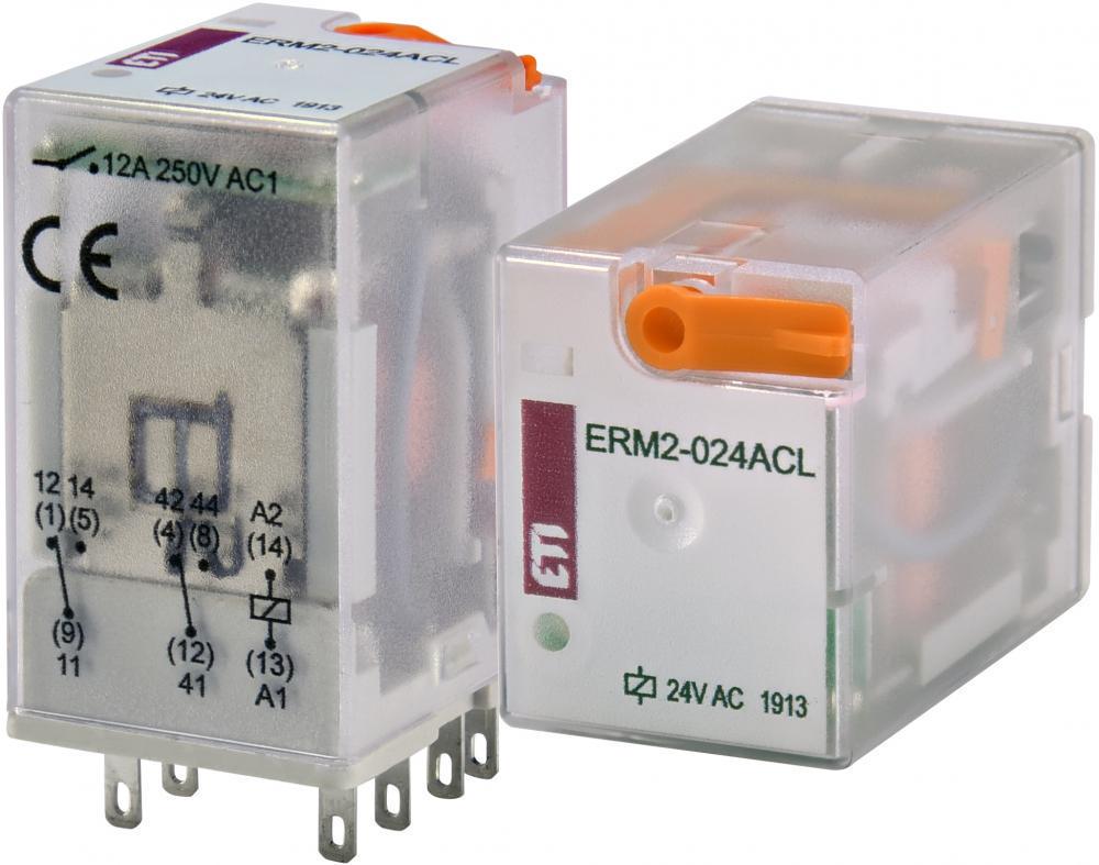 Реле промежуточное ETI ERM2-024ACL 12А 2к 24V AC ERM2 с индикатором (2473003)