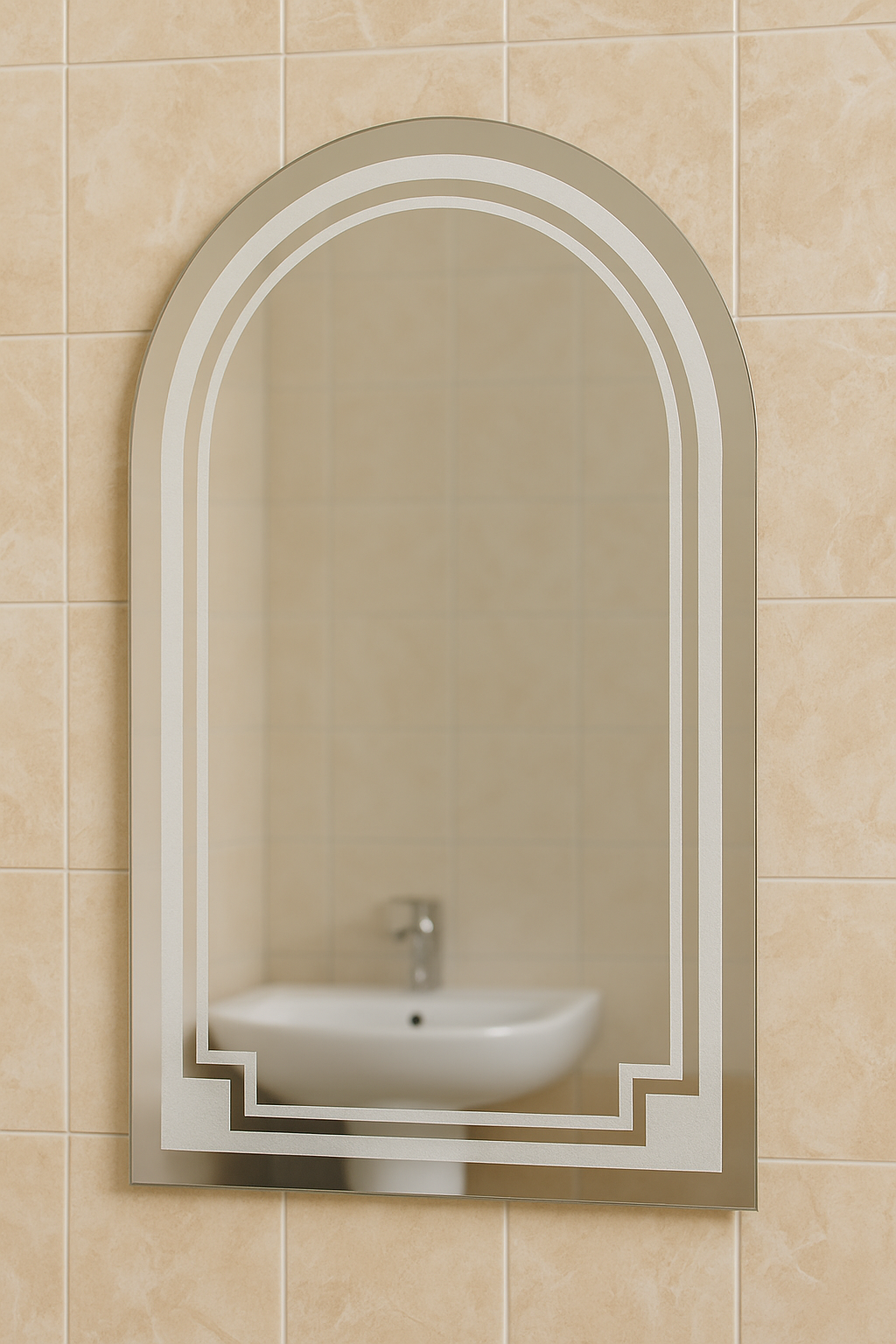 Зеркало арка MPS-71 90х60 см с пескоструйным рисунком