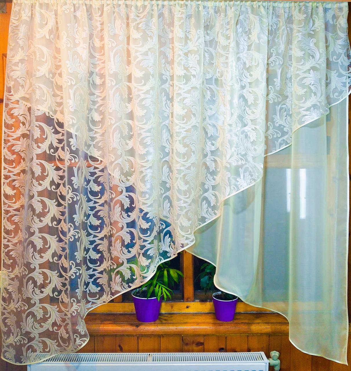 Шторы Стелла вензель Лунный/Кремовый (1237796858)