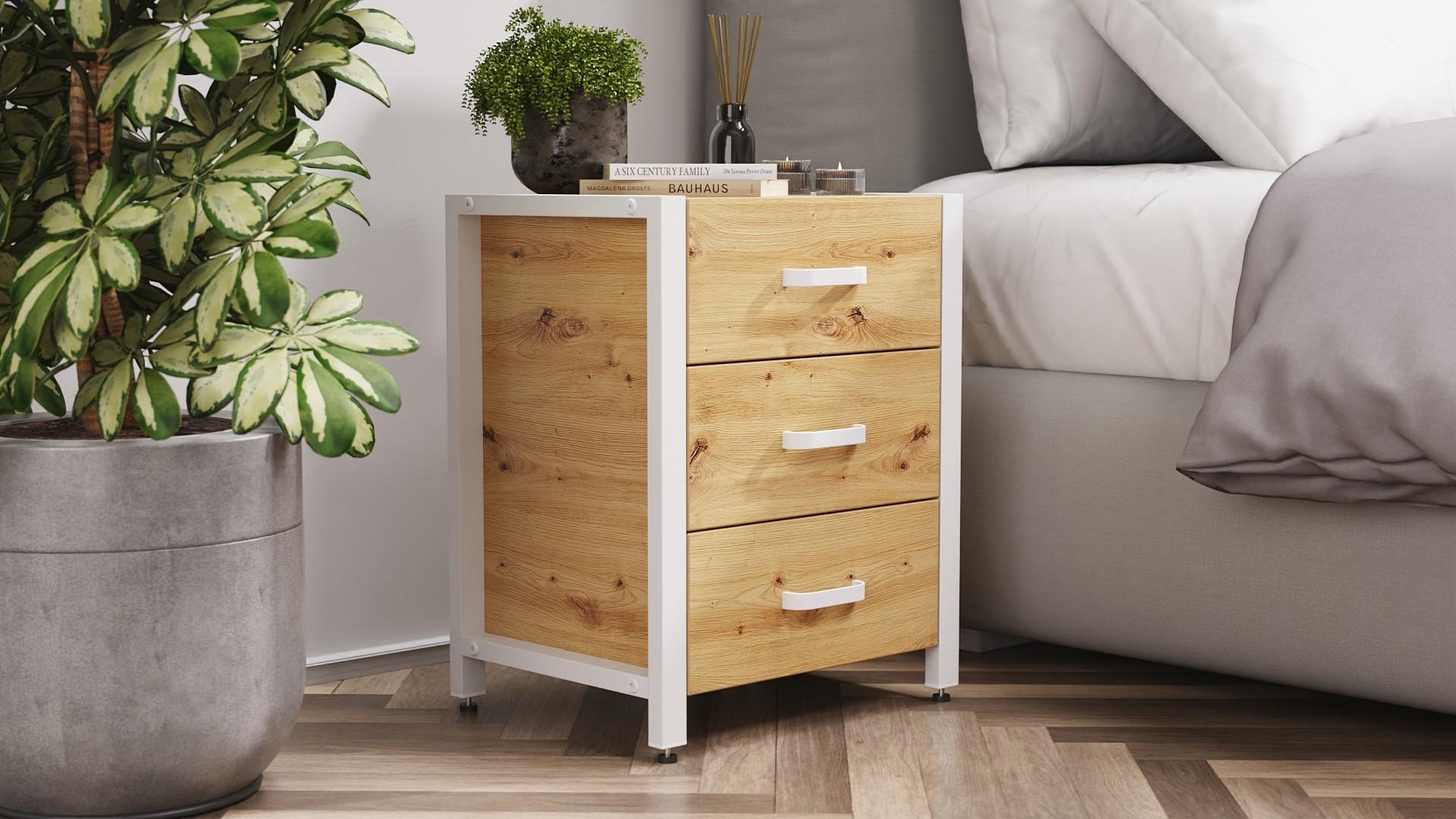 Тумба универсальная Ferrum-decor Вивьен ДСП 16 мм 3 50x41x40 белый/Дуб Артизан (FRD-106871)