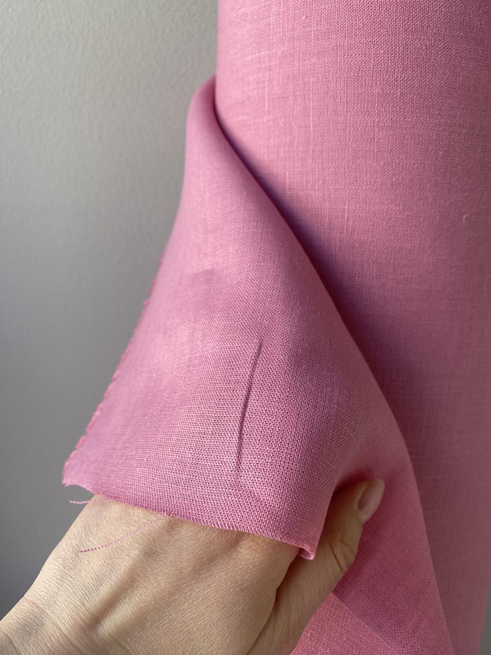 Ткань LINEN PLUS 100% лен 150 см 439 Розовый - фото 2