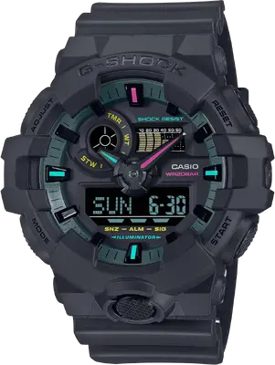 Наручные часы мужские Casio G-Shock GA-700MF-1A ударопрочные с водозащитой 200 м/подсветкой Черный (3089001755)