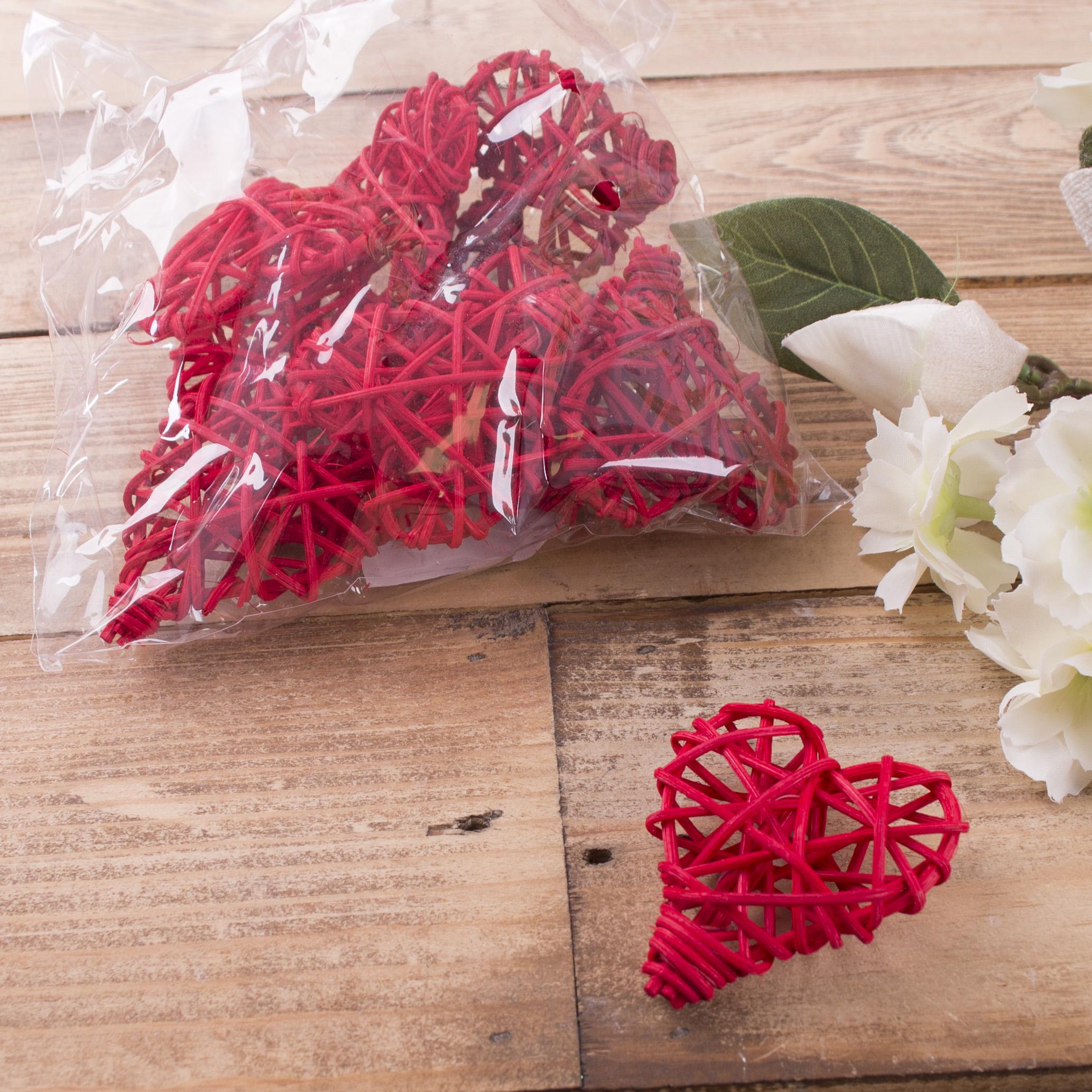 сердца ротанг набор 12 шт красные