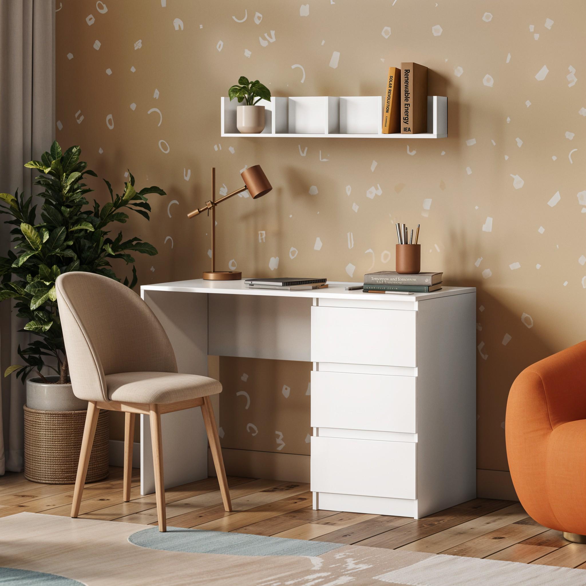 Письменный стол на 3 ящика без ручек FT-224 1200x600x750 мм Белый