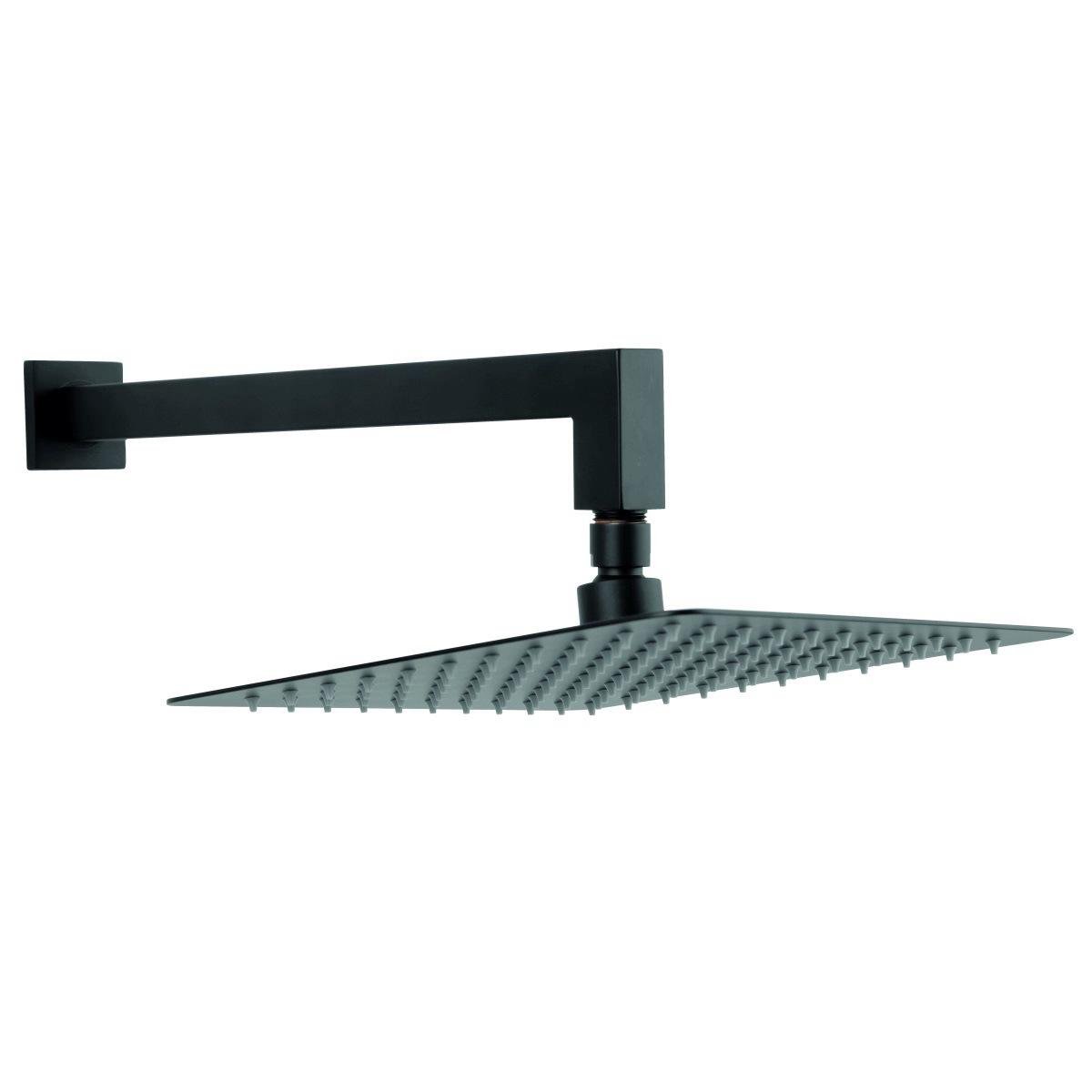 Верхній душ із кронштейном Ferro Slim NPT14BL 250 мм Чорний (247151)