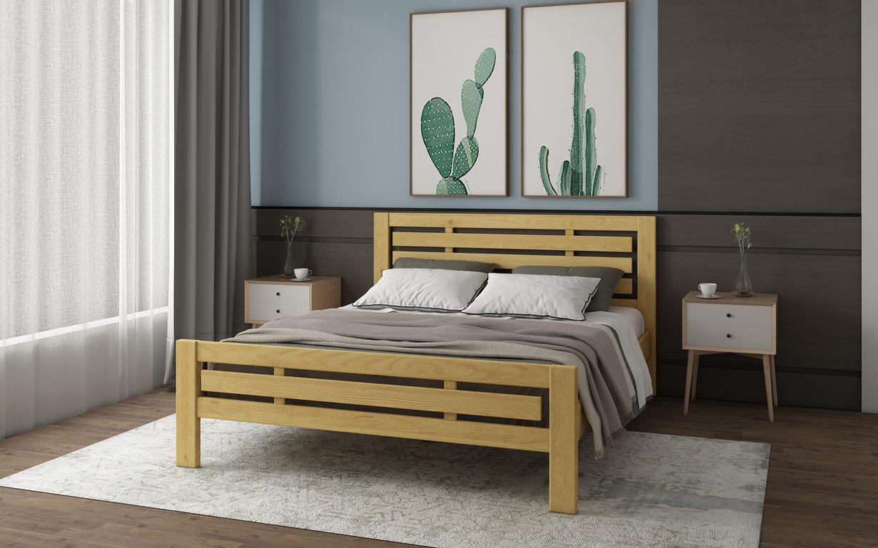 Кровать двуспальная STEMMA Роял натуральное дерево сосна 160x200 см Ольха (52225)