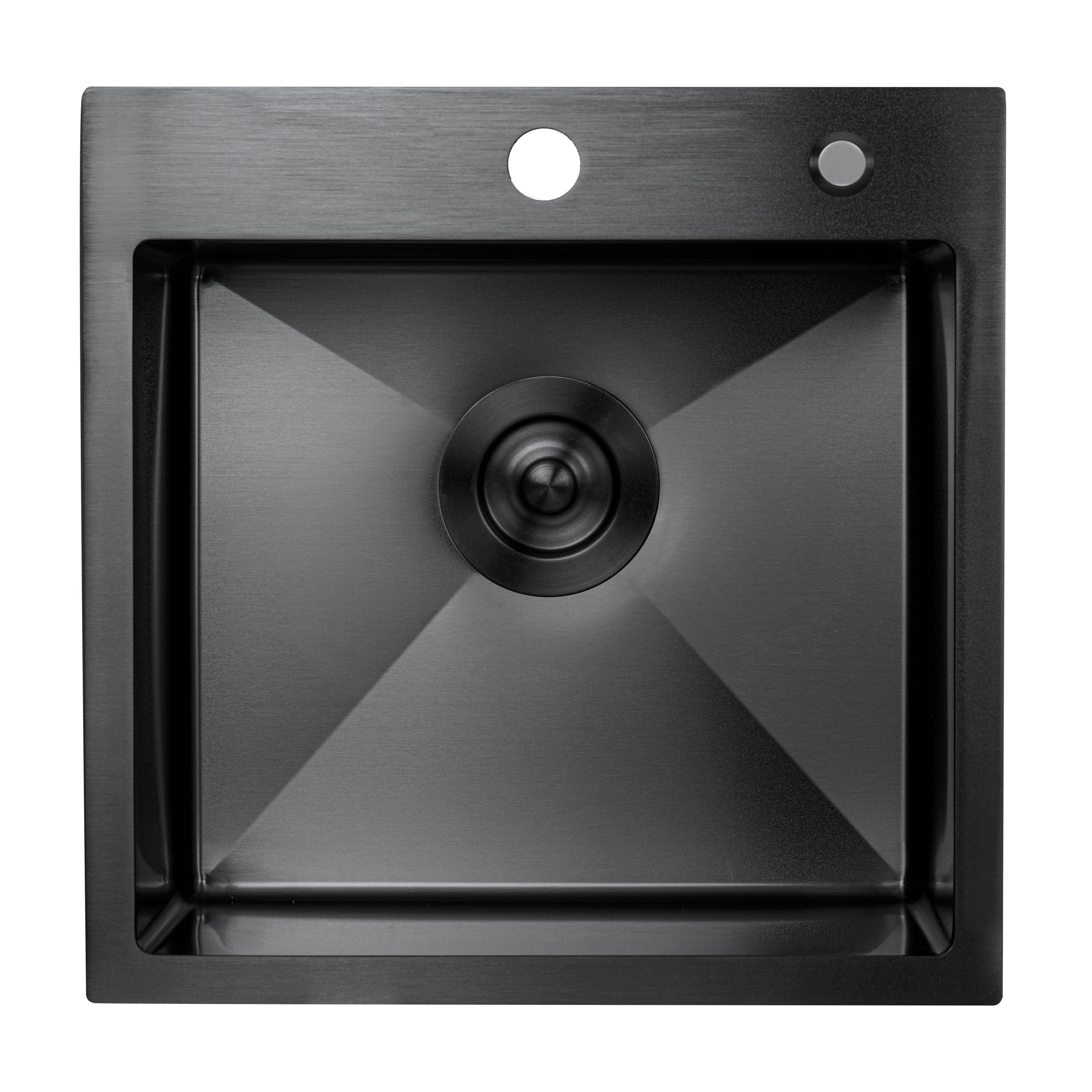 Мойка кухонная Platinum PLS-A33651 из нержавеющей стали квадратная матовая 450x450 мм (152336)