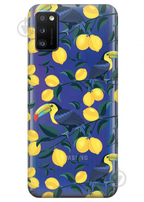 Прозрачный силиконовый чехол iSwag для Samsung Galaxy A41 с рисунком - Туканы и лимоны (KS3085)