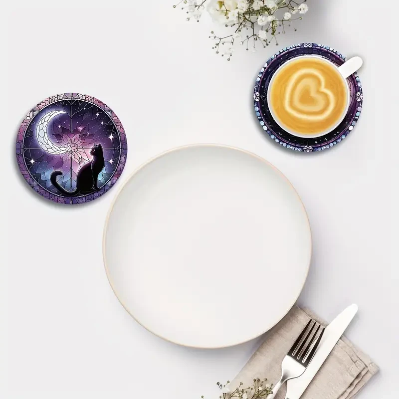 Набор деревянных подставок под чашки Кот на месяце 8 шт - фото 4 Набор деревянных подставок под чашки Кот на месяце 8 шт - фото 4