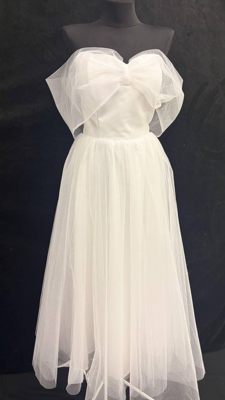 Свадебное платье Бантик с блестками Белый (00045) Свадебное платье Бантик с блестками Белый (00045)