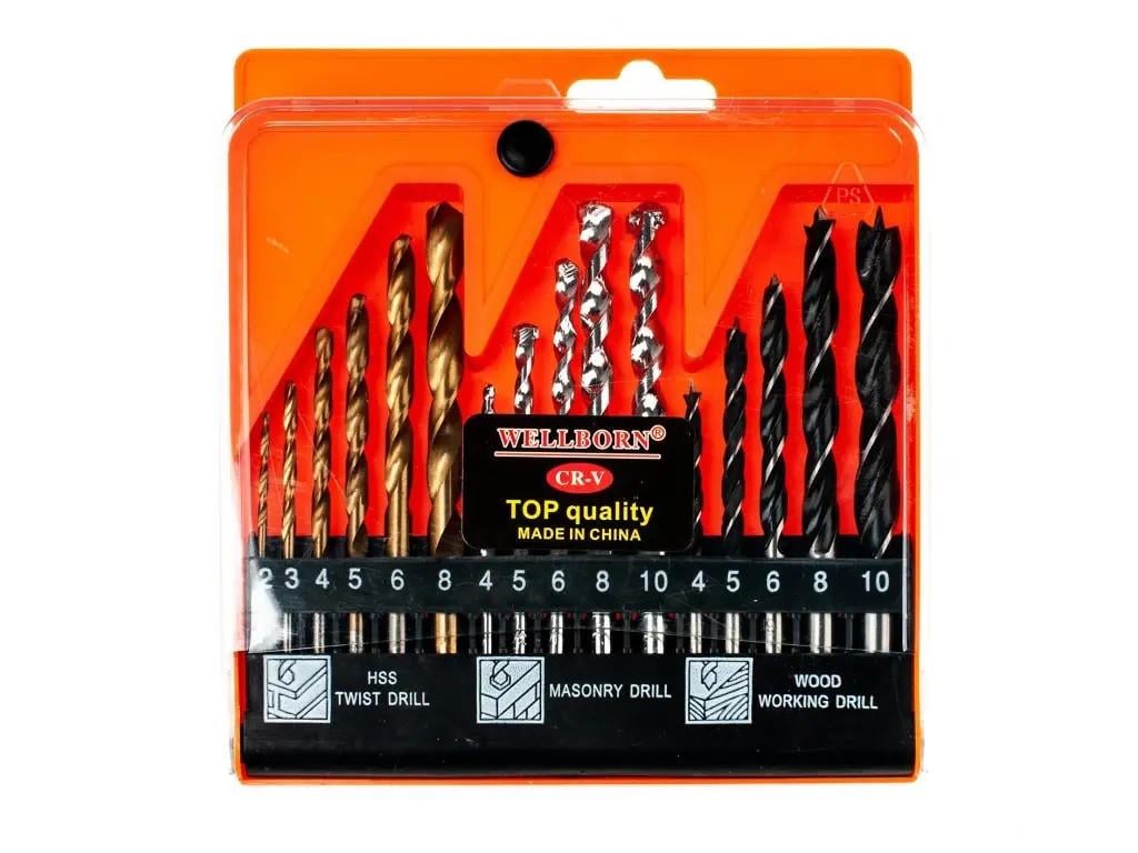 Набор сверл для металла/дерева/бетона 16 шт. (P-1575)