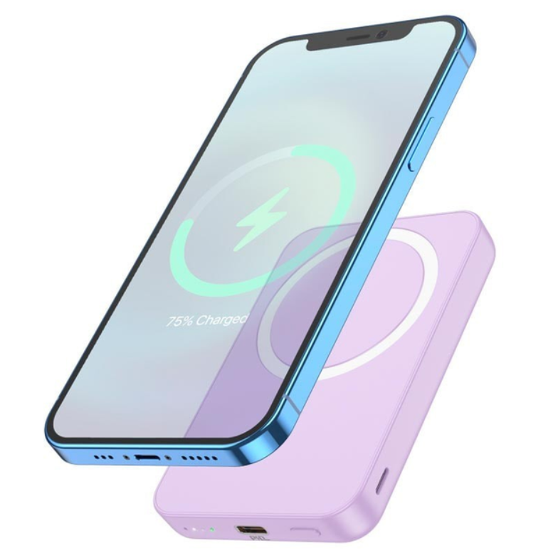 Повербанк Hoco J109 Magnetic Wireless Fast Charge 2в1 с беспроводной зарядкой 5000 mAh 20W/15W Розовый - фото 3