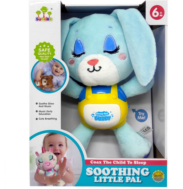 Брязкальце музичне Кролик SL 88055 на батарейках мелодії звук дихання підсвічування та шелесткі елементи