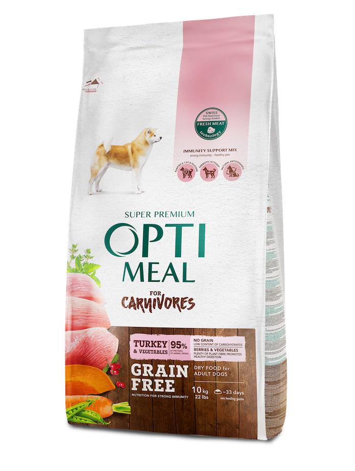 Сухой корм для взрослых собак Optimeal со вкусом Индейки и овощей беззерновой 10 кг (4820083905896)