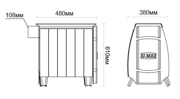 Печь-буржуйка Almar с радиатором/варочной поверхностью задний дымоход - фото 9