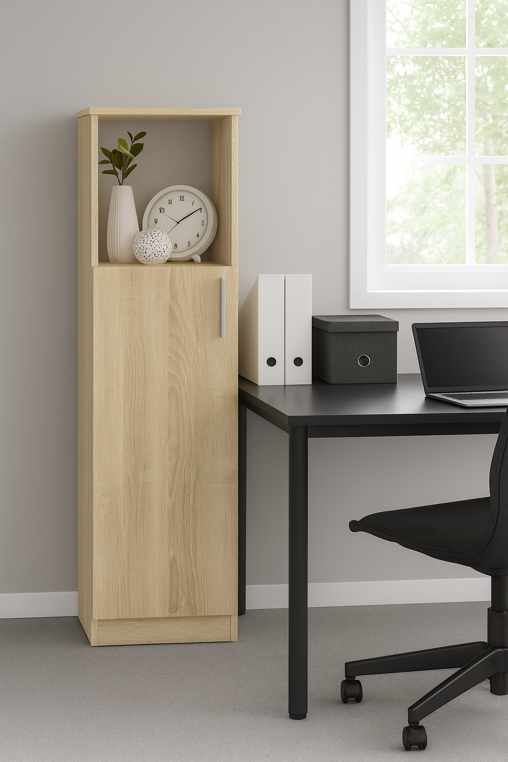 Шафа книжкова Kompanit КШ-16 ЛДСП з дверцятами/нішею та полицями 36х37х120 см Дуб сонома (31796752)