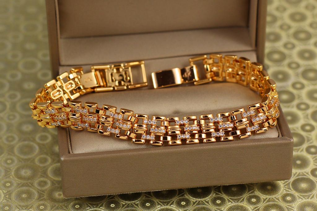 Браслет Xuping Jewelry Матрица блеска 21 см 10 мм Золотистый (34111978)