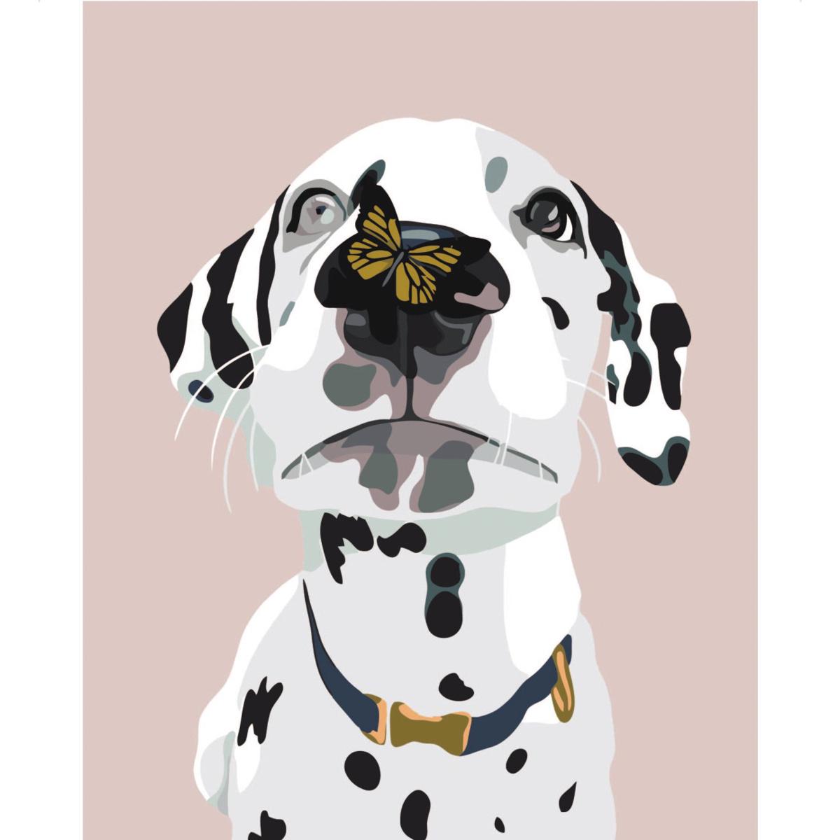 Картина по номерам Strateg Премиум Любопытный далматинец с лаком 30х40 см (SS-6408)