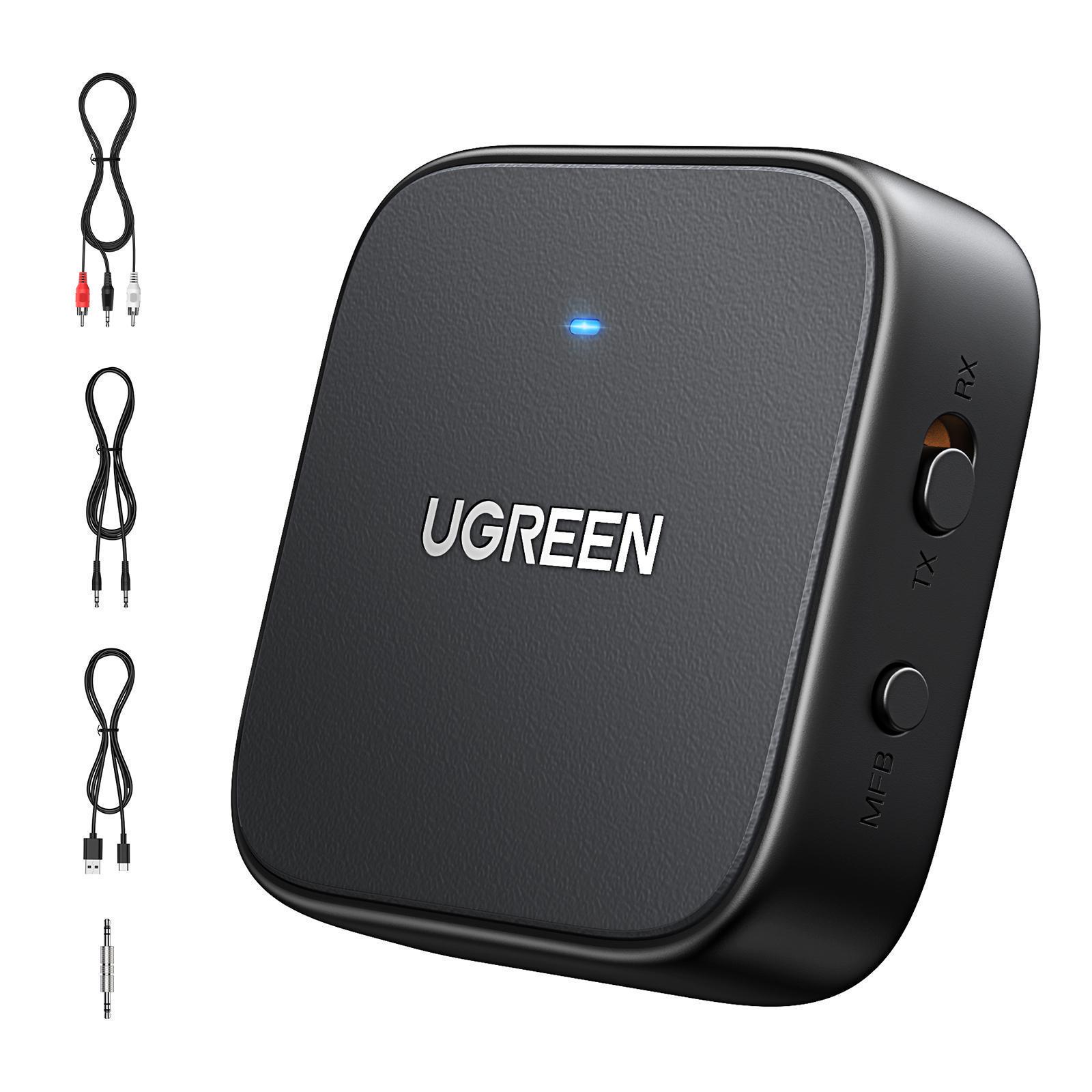 Адаптер UGREEN Bluetooth 5.2 приемник-передатчик USB-C-3,5 мм minijack AUX стерео 27 часов Черный (35223)