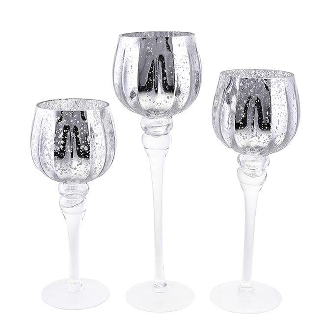 Набір скляних свічників Flora 32755 3 шт. Срібний (DR015181) - фото 1 Набір скляних свічників Flora 32755 3 шт. Срібний (DR015181) - фото 1