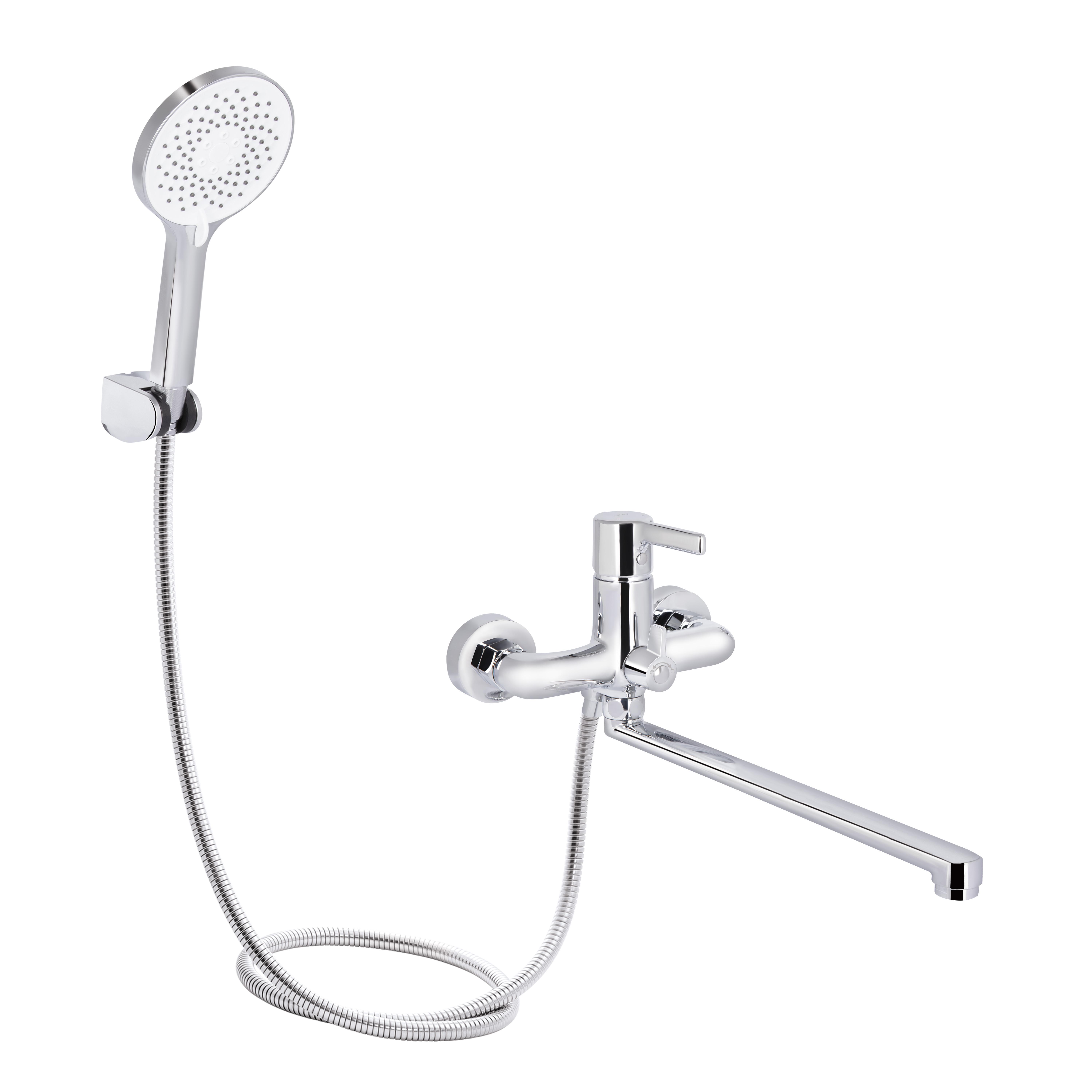 Смеситель для ванны Qtap Cardinal с длинным поворотным изливом/душевым гарнитуром QTCAR260CRM45657 Chrome (SD00051781)