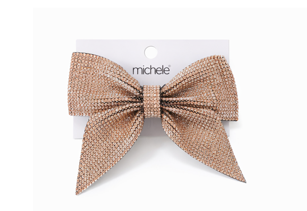 Заколка Бант з дрібними блискучими стразами Золотистий (2932782048)