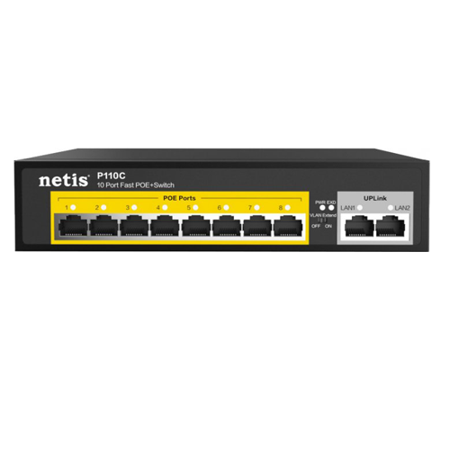 Коммутатор Netis P110C 8хPOE 10/100Мбит/с 2х10/100 Мбит/с RJ45 (557716)