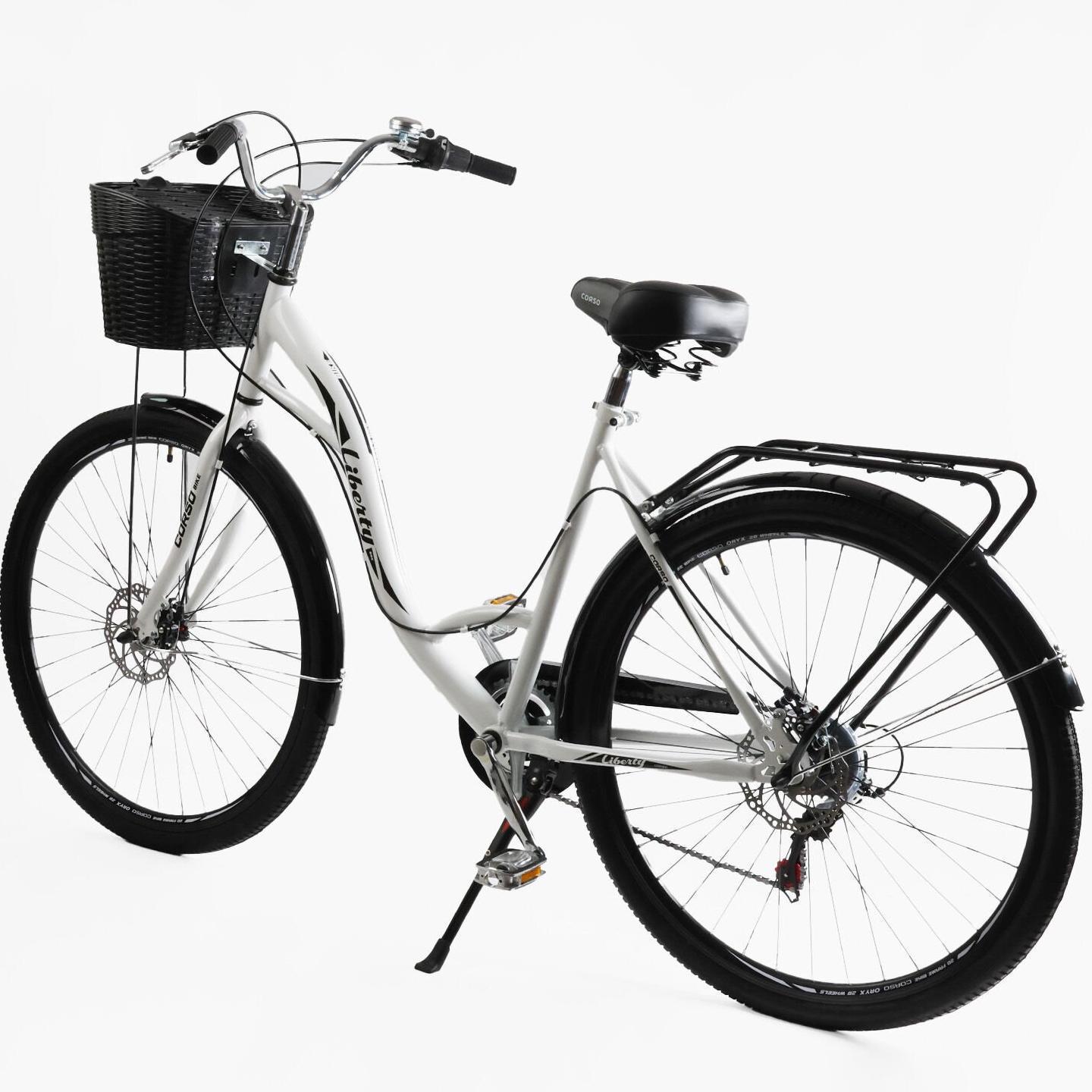 Велосипед городской Corso Liberty с корзиной и багажником рама 20"/28" Белый - фото 3 Велосипед городской Corso Liberty с корзиной и багажником рама 20"/28" Белый - фото 3