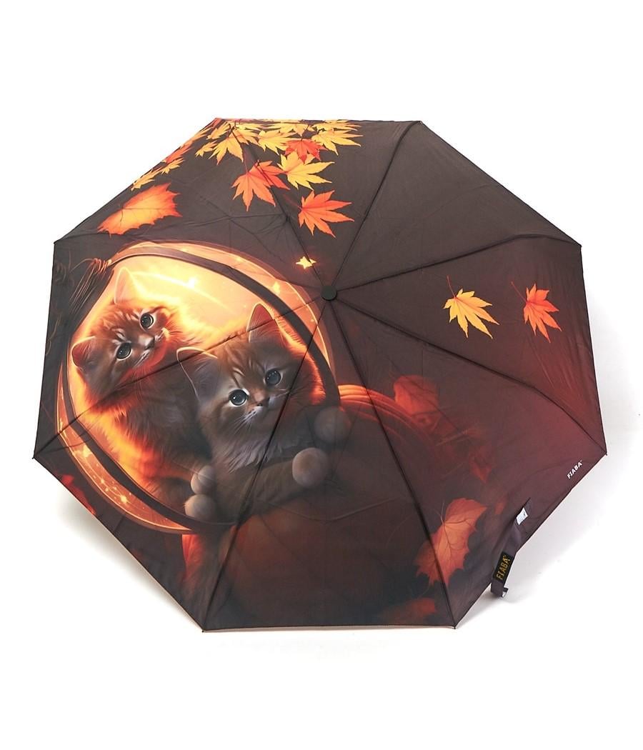 Зонтик полуавтомат Fiaba F23-028 на 8 спиц с котами Темно-коричневый (dae09b65) - фото 2 Зонтик полуавтомат Fiaba F23-028 на 8 спиц с котами Темно-коричневый (dae09b65) - фото 2