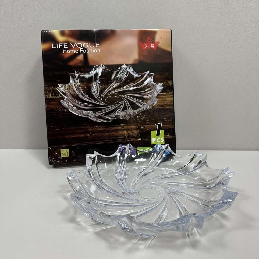 Блюдо стеклянное для конфет печенья фруктов Yujing GlassWare 3637/7091-2 32 см