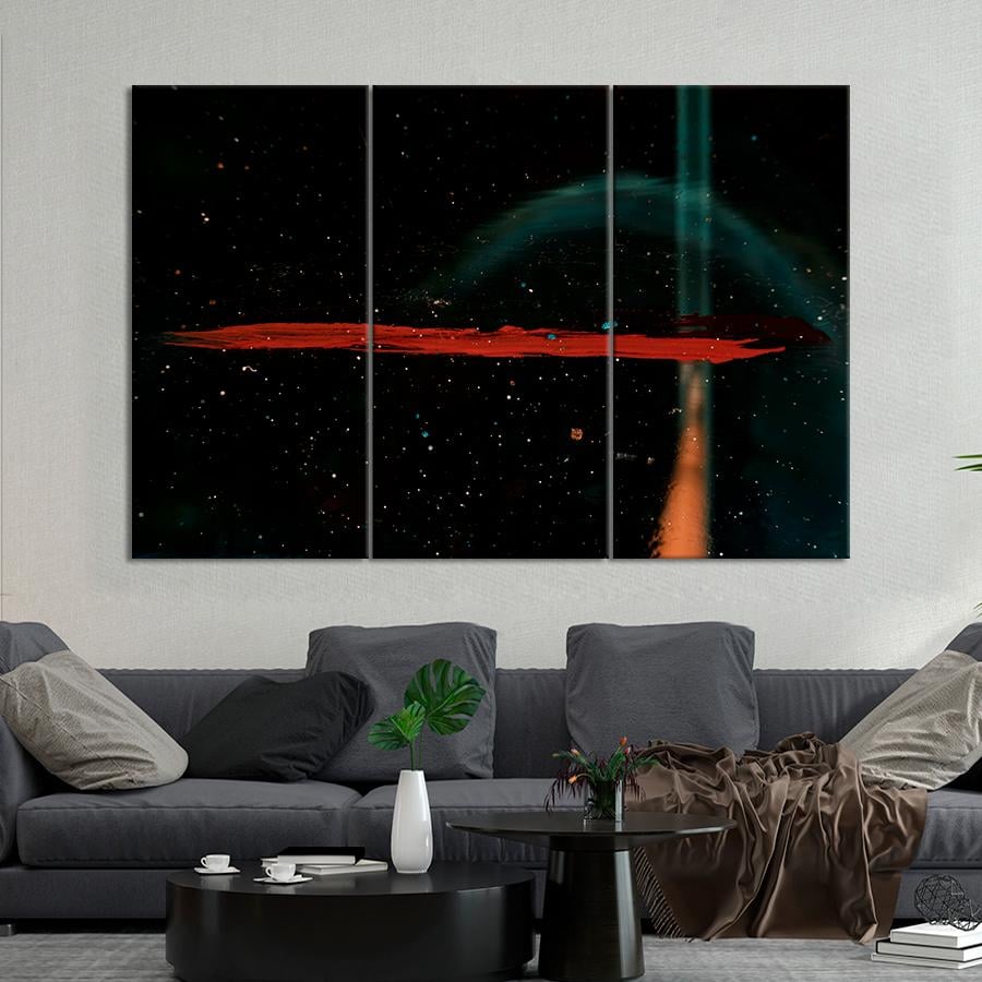 Картина Алая краска на ночном абстрактном небе 156x100 см (A951-3)