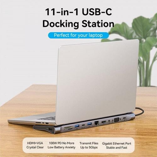 USB-хаб Vention Multi-function USB-C to HDMI/VGA/USB-C Gen 1/USB 3.0x2/USB 2.0/RJ45/SD/TF/TRRS 3.5mm/PD Docking Station 0.25m (THTHC) - фото 4 USB-хаб Vention Multi-function USB-C to HDMI/VGA/USB-C Gen 1/USB 3.0x2/USB 2.0/RJ45/SD/TF/TRRS 3.5mm/PD Docking Station 0.25m (THTHC) - фото 4