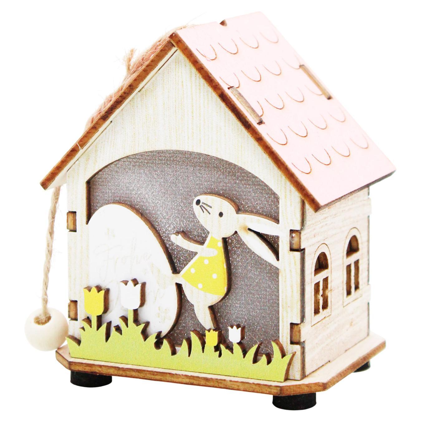 Лампа-фонарь пасхальный Easter Bunny House 8 см 3 батарейки LR1130 входит в комплект (R33819)