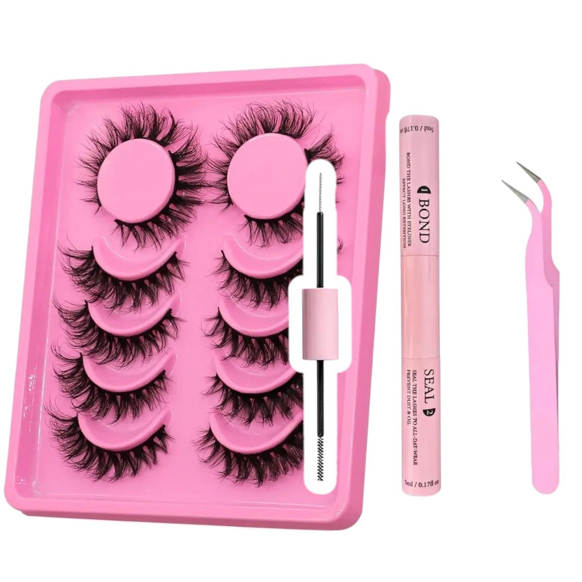 Набор искусственных ресниц и средства для нанесения 5 пар (26838226)