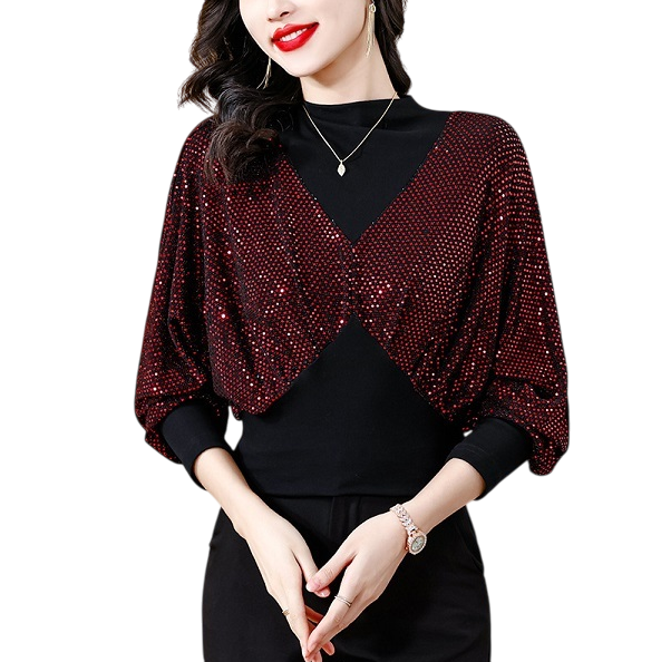 Блуза женская блестящая C00410-3 2XL Бордовый Блуза женская блестящая C00410-3 2XL Бордовый