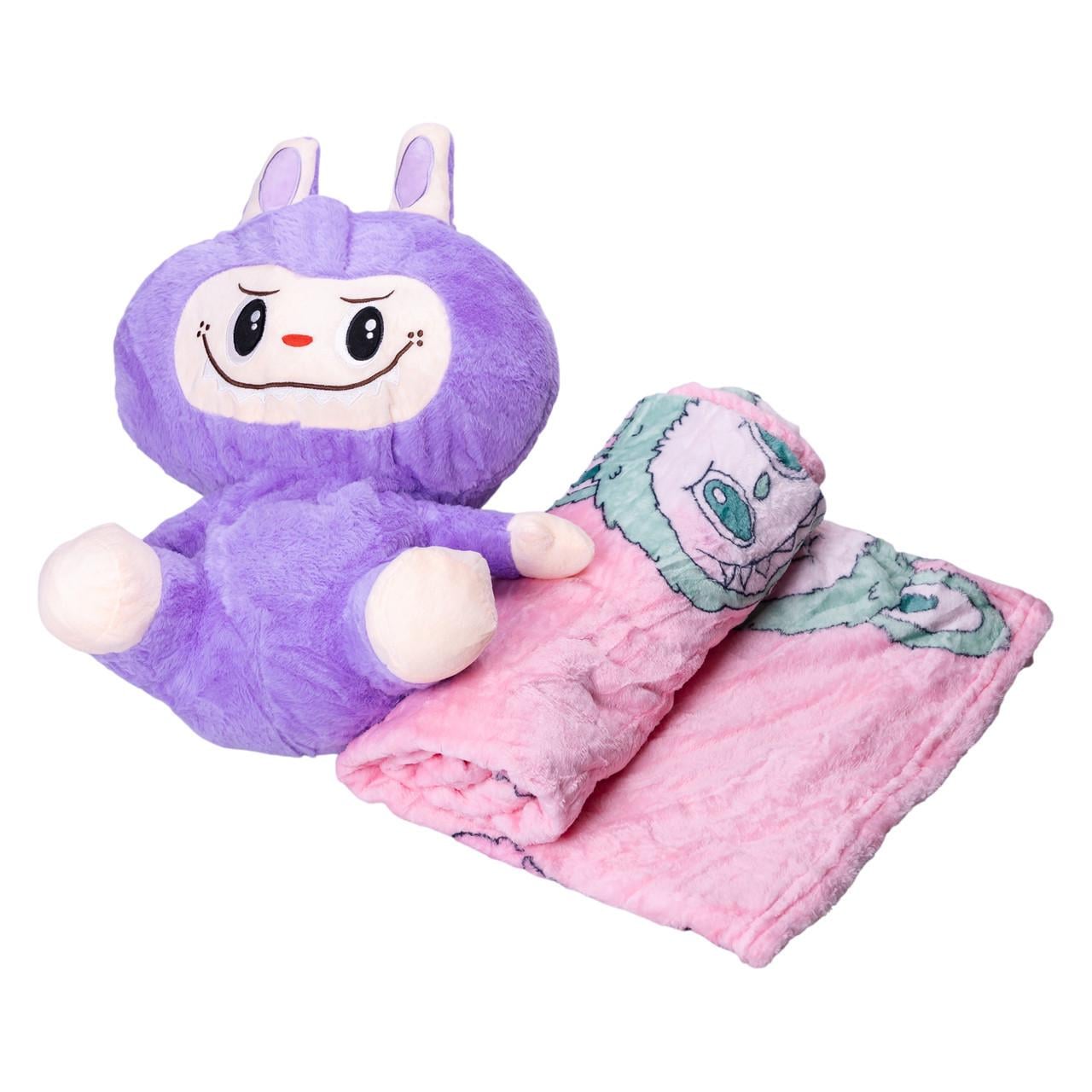 Мягкая игрушка-плед подушка COLORFUL HOME Лабубу 3в1 50 см Фиолетовый (LAB2V)