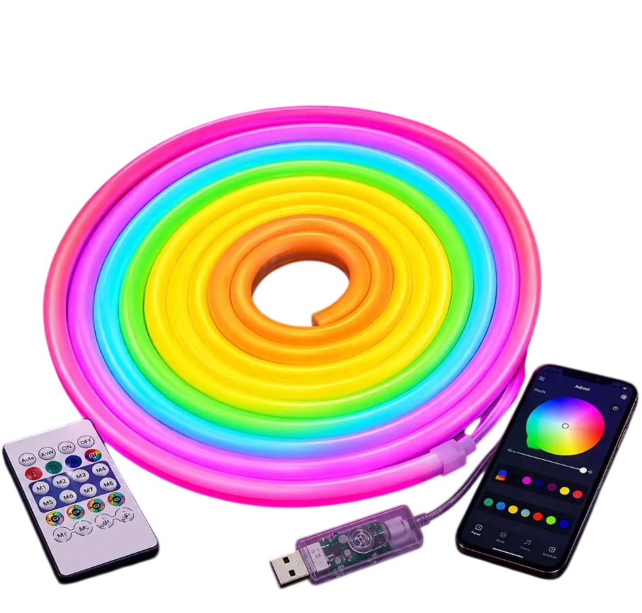 Светодиодная лента неоновая Bluetooth USB RGB гибкая 10 м (38340352)