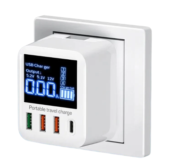 Пристрій зарядний для телефону Asometech 40 W c 4 портами USB і TYPE-C QC3.0 PD3.0 Білий