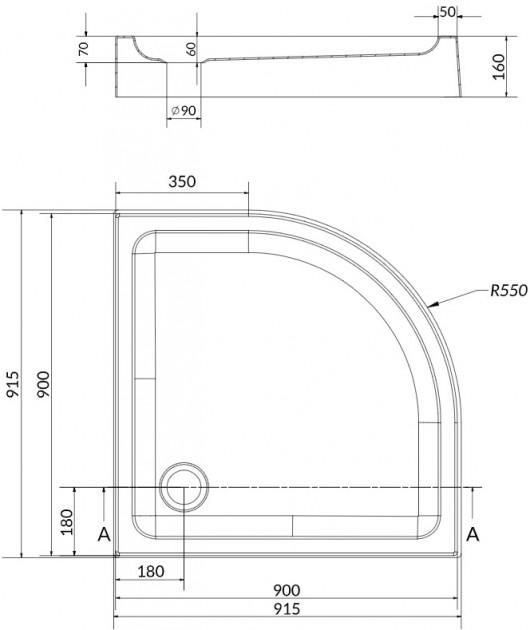 Піддон для душу Cersanit Tako AZTF1000263528 акриловий напівкруглий 92x92x16 см (98473) - фото 2