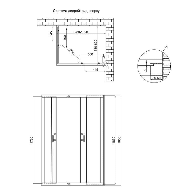 Душевая кабина Lidz Wawel SC100x80.SAT.LOW.FR Frost без поддона - фото 2