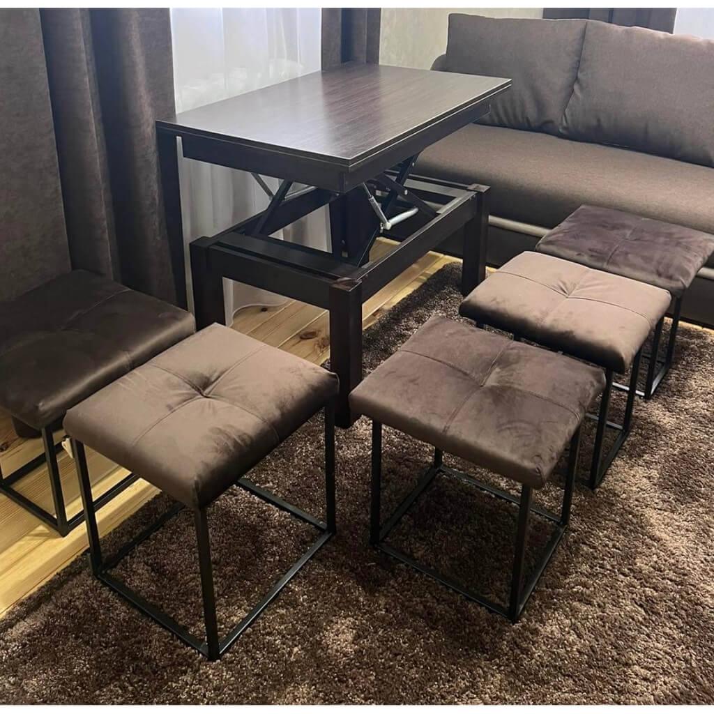 Пуф-трансформер 5в1 куб ткань антикоготь Смарт Уно 47х47х44 см Коричневый - фото 4