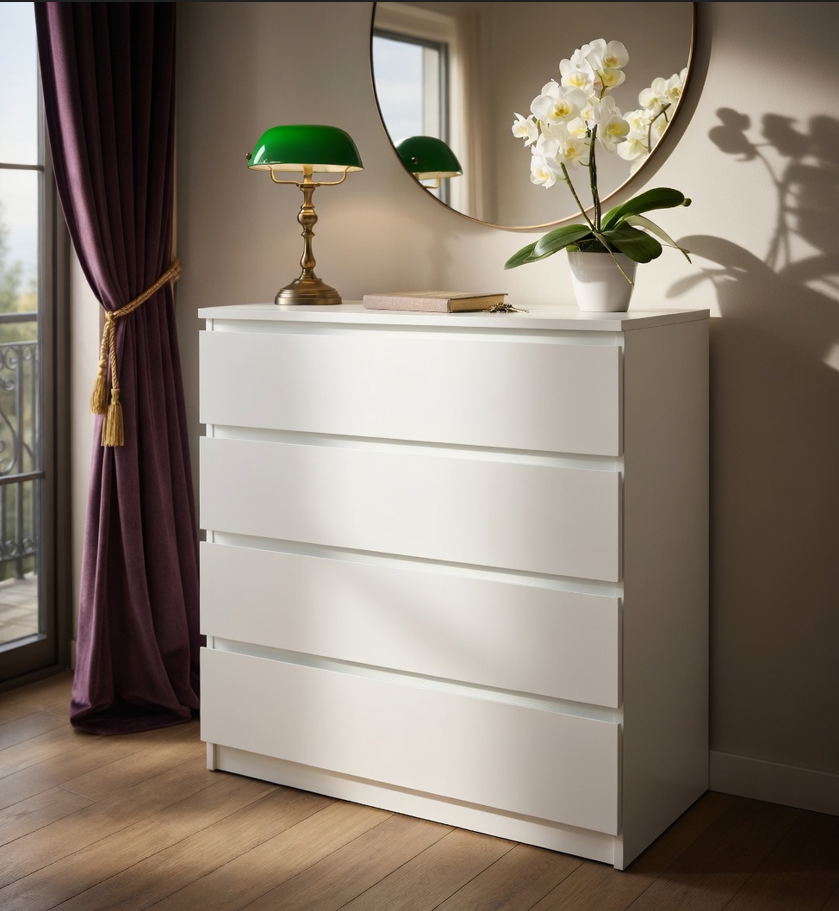 Комод современный с ящиками Мастер Форм Брайт для спальни 900х376х950 мм Белый (201781)