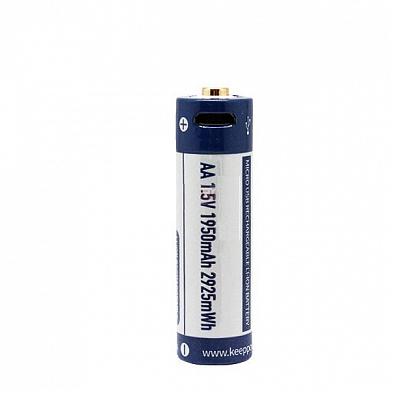 Акумулятор Keeppower із microUS 1950 mAh AA 14500 1,5В Синій з білим - фото 2