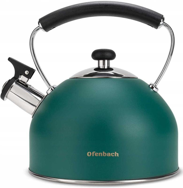 Чайник Ofenbach нержавіюча сталь зі свистком 2200 мл Зелений матовий (100326) - фото 2 Чайник Ofenbach нержавіюча сталь зі свистком 2200 мл Зелений матовий (100326) - фото 2
