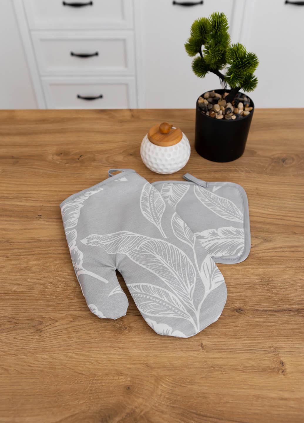 Набір рукавичка і прихватка водовідштовхувальні Тропічне листя (тлсрпв) - фото 1